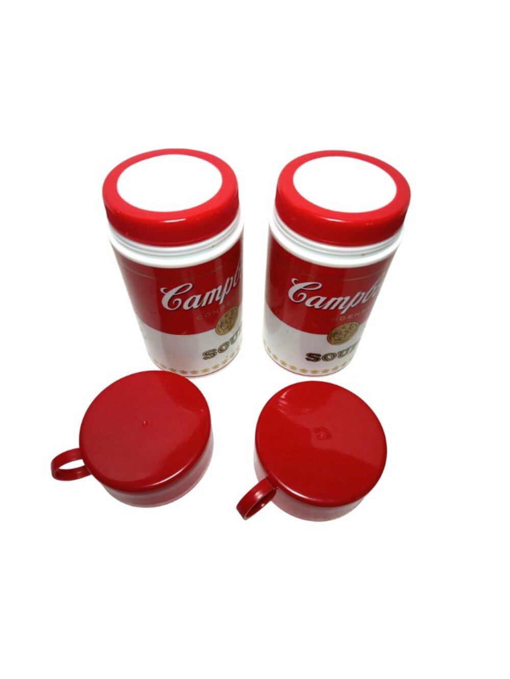 Vintage 90s Campbells Soup Thermos Retro Red White Lot 2 Can-tainer Insulated - Picture 7 of 14